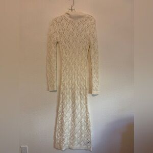 Sanctuary Cream Long Sleeve Knit Crochet Dress XS